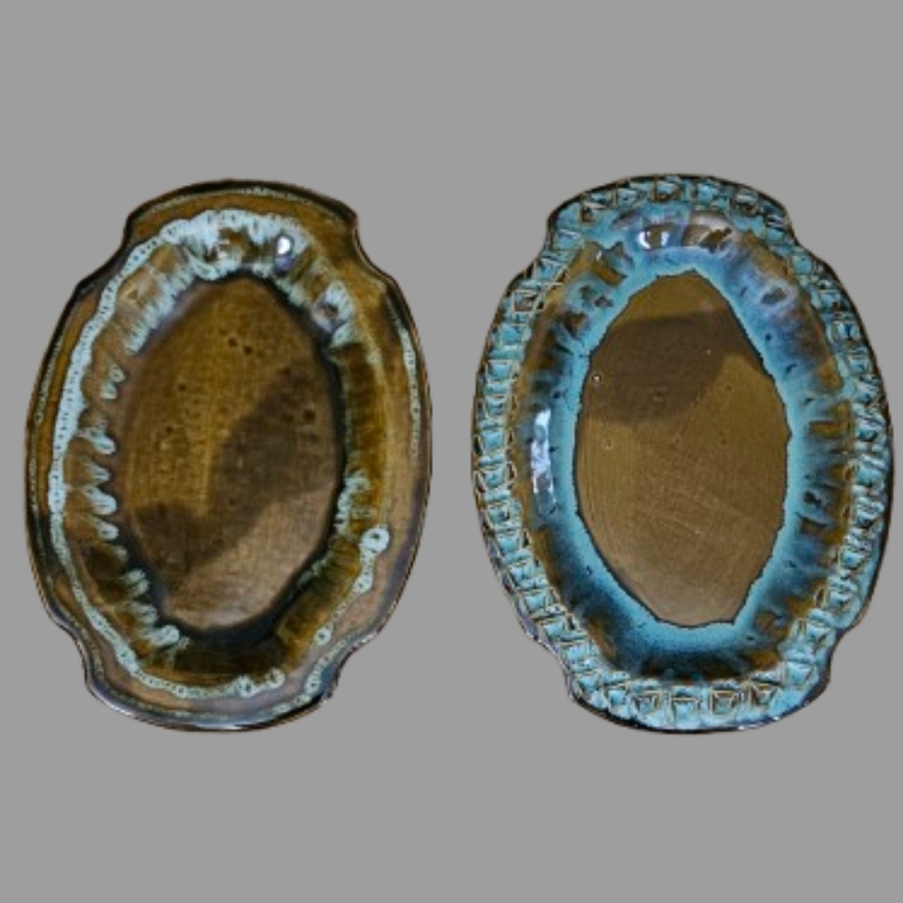 *Studio Pottery Set Of 2 Platters